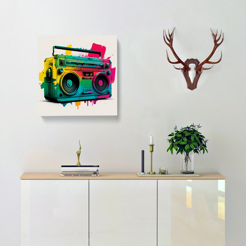 Boombox Color Field Painting - Print, 50cm H x 50cm W x 3cm D