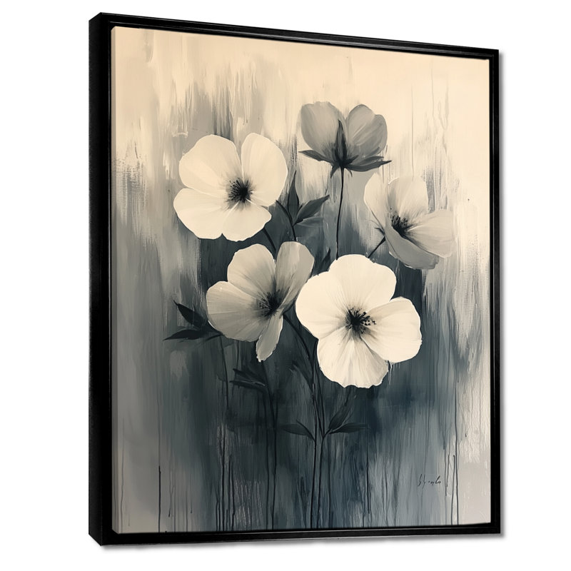 Ahner - impressions sur toile florales, Noir, noir, noir, noir, Impression encadrée flottante, H 32 po x l 16 po