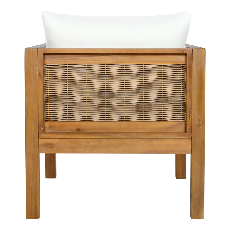 Ensemble de canapé de patio Willowcrest 4 pièces, ensemble de conversation extérieure avec coussins et table basse, Beige