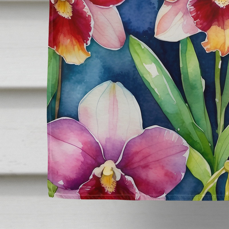 Drapeau de maison de fleurs Liatris, Orchidées Miltoniopsis
