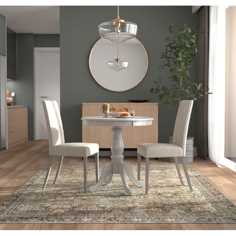 Classic White 30-Inch Round Pedestal Table with Space-Saving Design, White, 30" W x 30" L