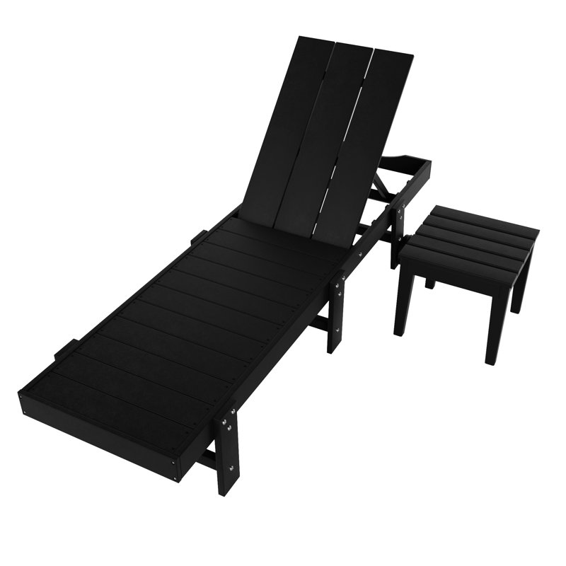 Chaise longue inclinable 77,6 po en poly, Noir