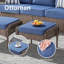 Ensemble de 2 repose-pieds d'extérieur en rotin brun avec coussin bleu pour cour arrière ou terrasse-1956356534-1956356533