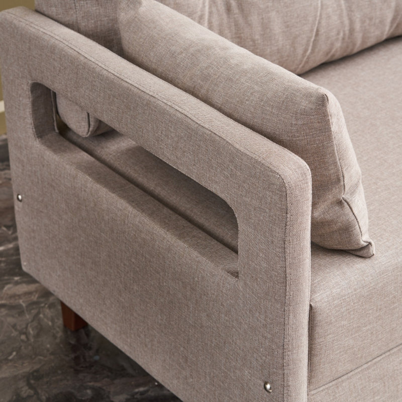 Canapé convertible Yonah, 100 % polyester crème
