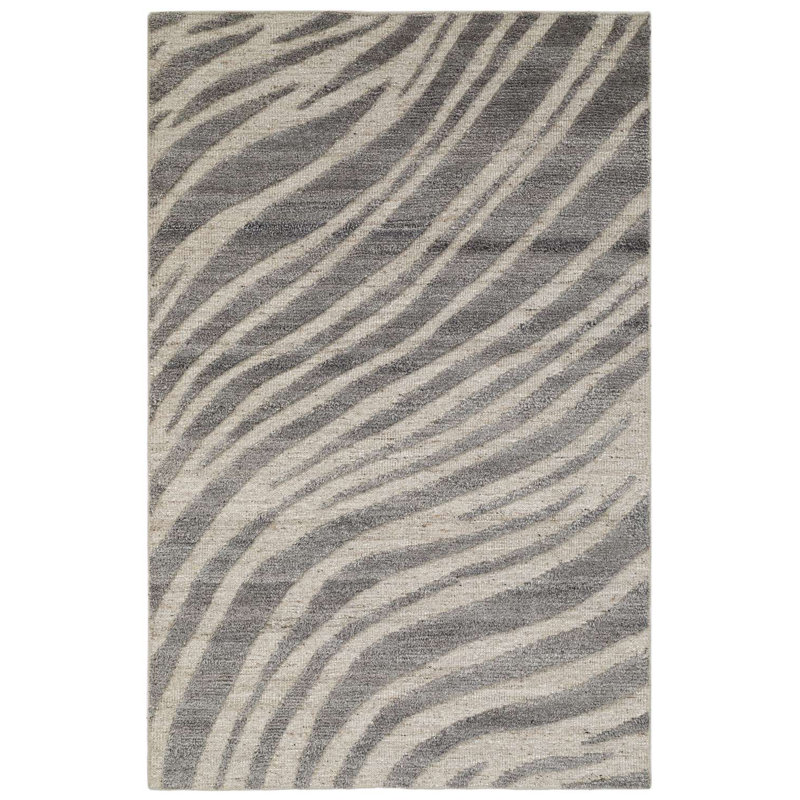 Dune Rug: Naturalist Hand Knotted Rug in Gray/Natural, Rectange 5' x 8'