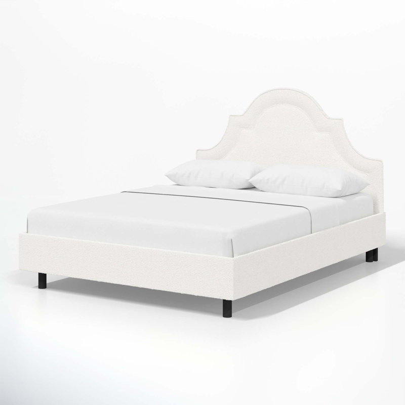 Lit plateforme tapissier Knipe, Grand, Boucle neige classique
