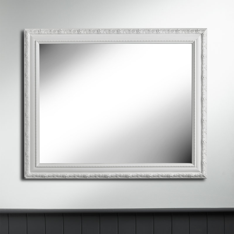 Wood Flat Wall Mirror, White