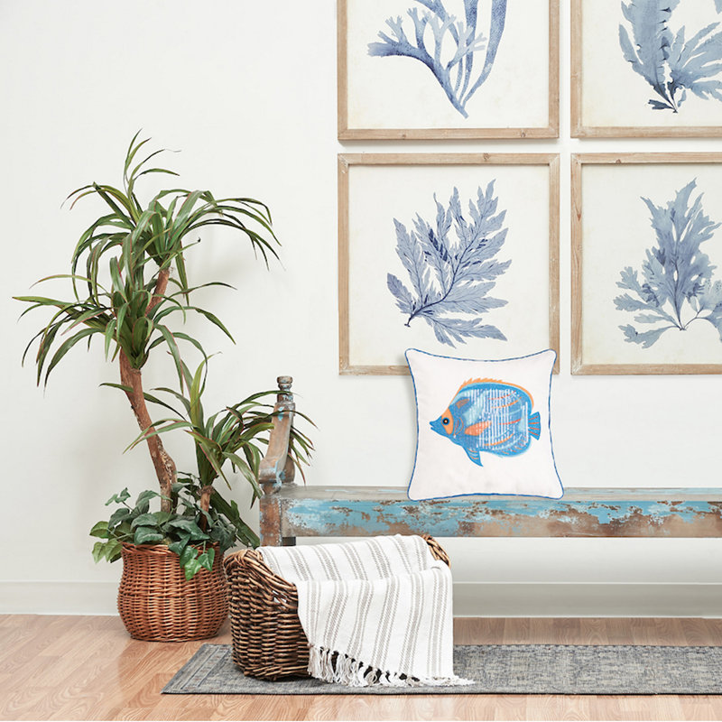 Galapagos Fish Sequined Throw Pillow