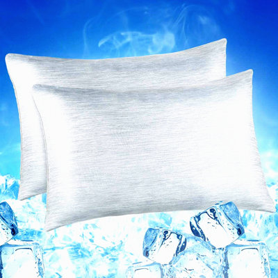 ChillMax Cooling Pillowcase Set - Double-Side Design, Anti-Static Cotton Fiber, Machine Washable, Hidden Zipper, 20x26 inches, Gray - Pack of 2