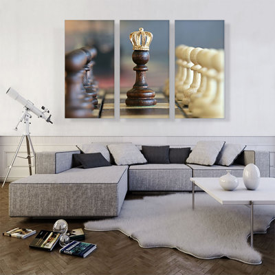 «Chess King Home Decor», ensemble de 3 reproductions de photos sur toiles tendues