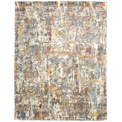 Tapis gris à motif abstrait moderne Lenda