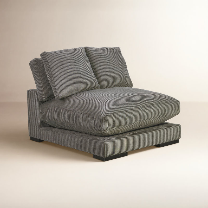 Fauteuil de chambre rembourré Lonsdale, Velours côtelé gris
