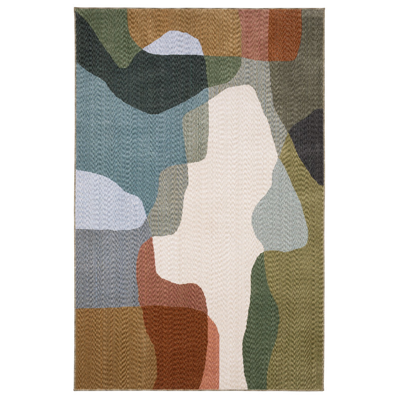 Holub Modern Abstract Multi-colored Area Rug, Rectangle 5'3" x 7'9"