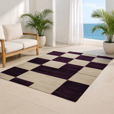 Tapis d'intérieur et d'extérieur à carreaux beige