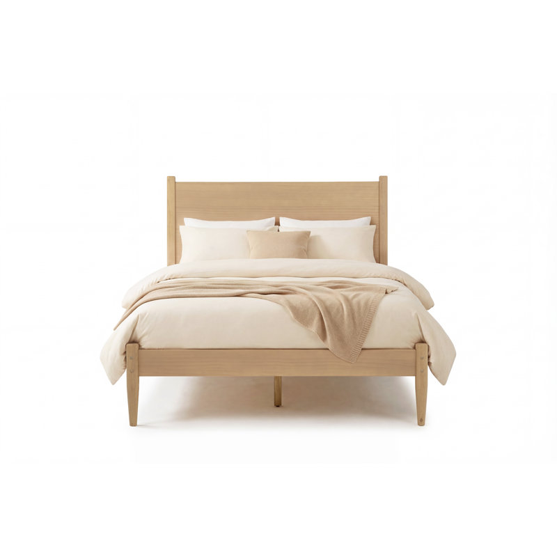 Aldiana Wood Platform Bed, Full, Light Oak