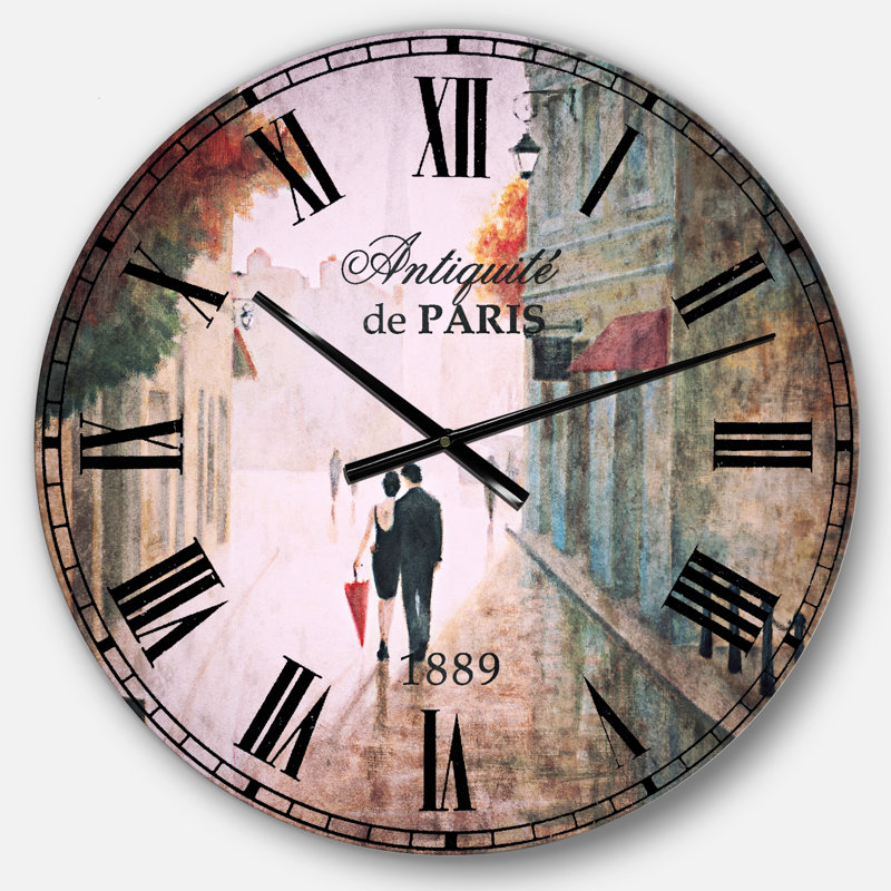 Paris Romance Couples II - Horloge murale traditionnelle, Moyenne