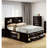 Contemporary Queen Size Bed W Footboard Drawers Headboard Bookcase Black Color 1Pc Bed Bedroom Furniture-1430885343-1415476008