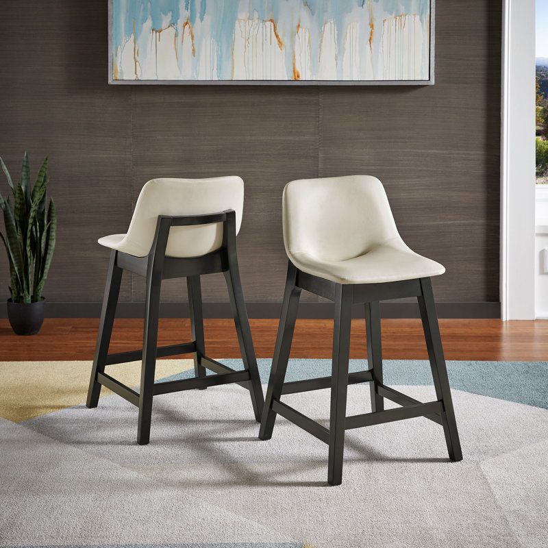 Griggsville Black Finish Vegan Leather Counter Height Chair (Set Of 2) - Gray, White