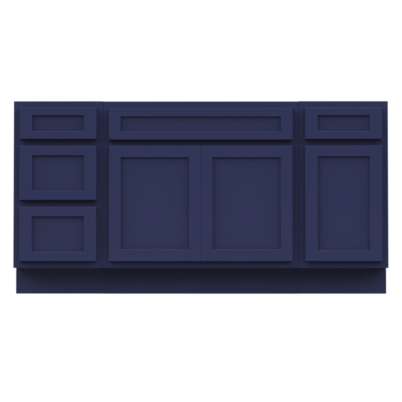 60-Inch Blue Plywood Freestanding Bath Vanity Cabinet