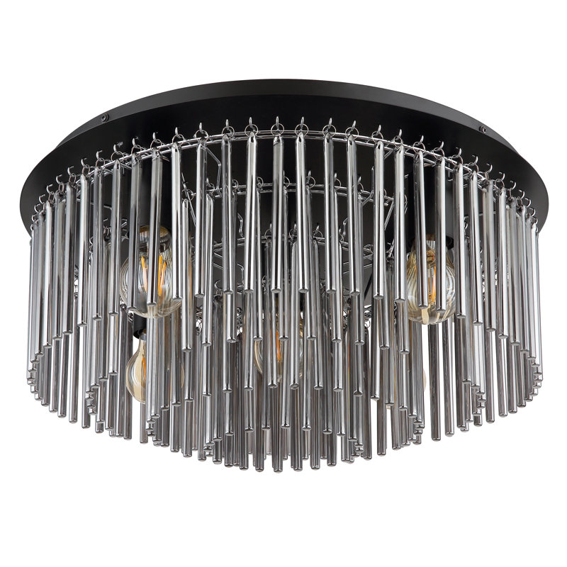 Glass Flush Mount, Matte black