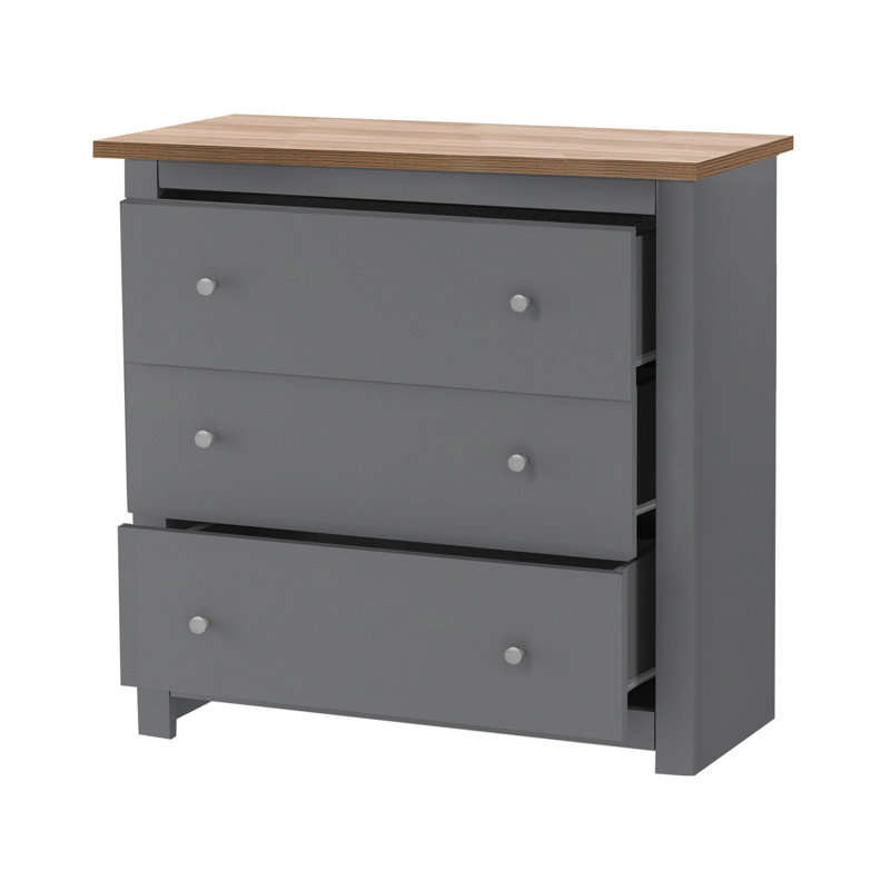 Amea 79cm W 3 - Drawer Chest of Drawers, Oak/Grey