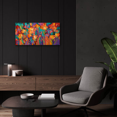 Art mural en verre épique «Bright Blooms» par Sue Davis, 24 po x 12 po