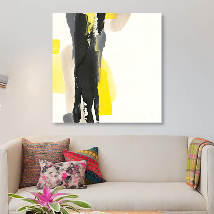 «Black and Yellow II», reproduction sur toile, H 37 po x l 37 po x P 1,5 po, Pas de tapis, Toile tendue