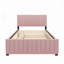 Lit plateforme tapissier en velours avec lit gigogne simple-118093237-118093238