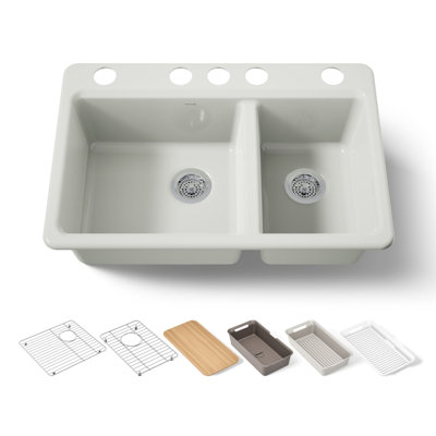 Riverby 33" undermount double-bowl workstation kitchen sink