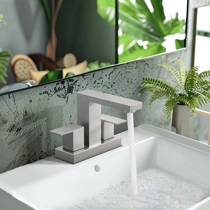 Centerset Bathroom Faucet With Drain Assembly, 2-handle Bathroom Sink Faucet, Brushed Nickel