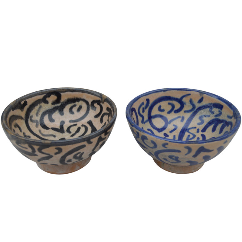 Bol antique en céramique de calligraphie marocaine / noire