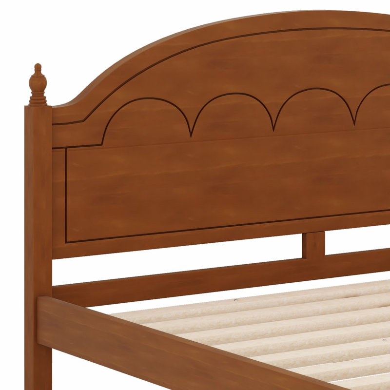 Élégante base de lit en bois avec tête de lit arquée, design classique intemporel, Grand lit, Chêne