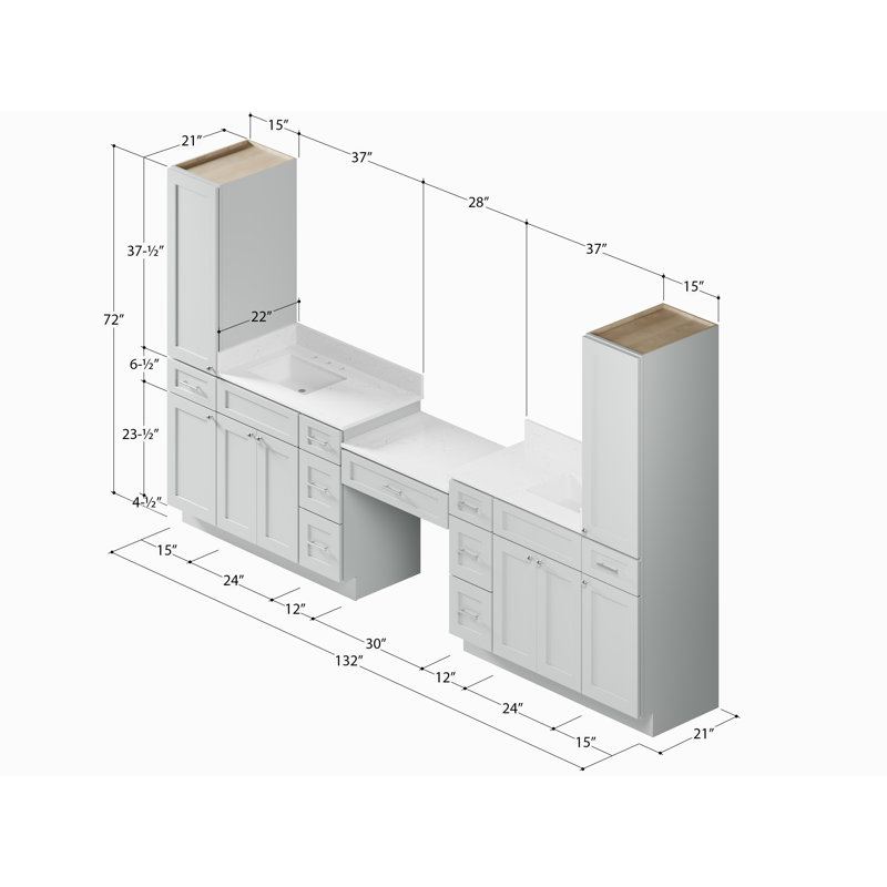 Meuble-lavabo double Disar, Gris