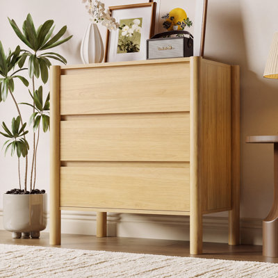 3 Drawers Dresser With Solid Wood Leg For Bedroom, Living Room,Oak