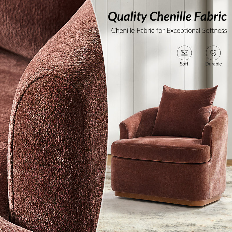 Berklie 31"W Modern Swivel Armchair With Curved Backrest Set Of 2, Rouille