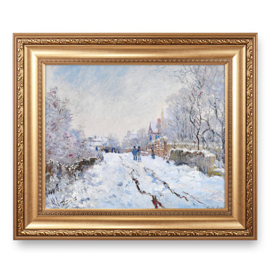 «Snow at Argenteuil 1875» par Claude Monet, reproductions encadrées World Classic pour HomeDecor, cadre doré large