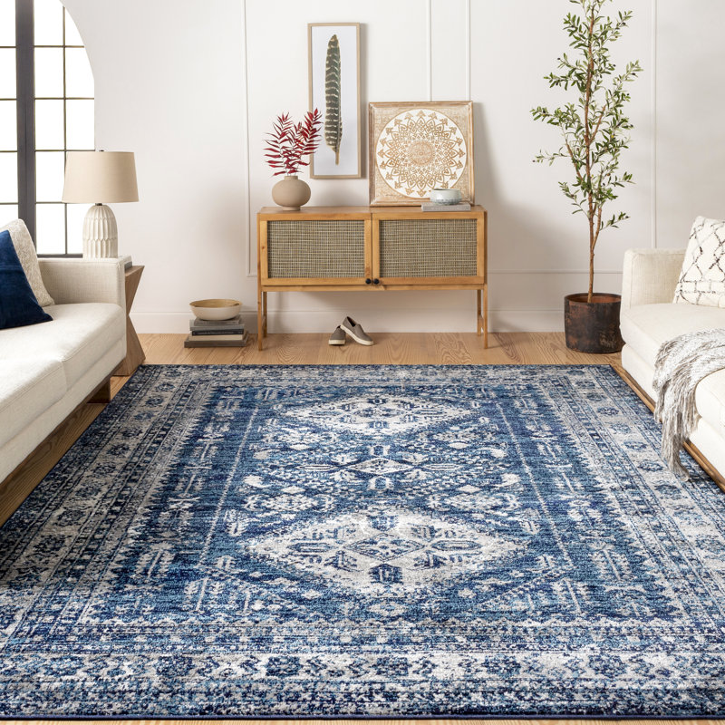 Tapis oriental Fitz, Navy, Rectangle 5 pi 3 po x 7 pi 3 po