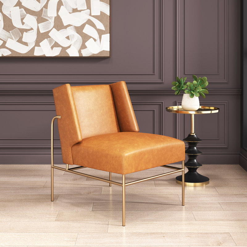 Chaise d'appoint Atlanta, Similicuir brun