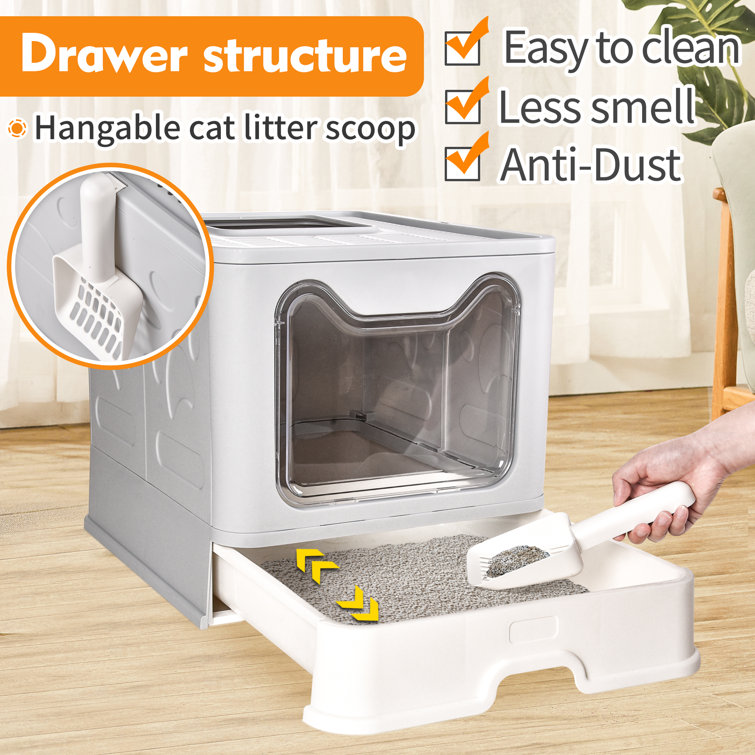 Suhaco Extra Large Cat Litter Box with Lid Top Entry Covered
