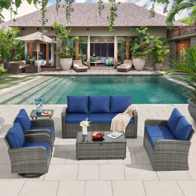 Ensemble de meubles de patio 6 pièces avec chaises pivotantes
