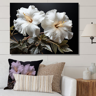 Fleurs d'hibiscus illuminées par Moonlig I sur toile