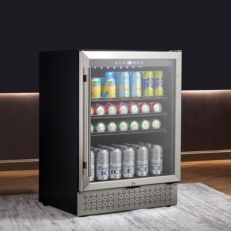 Beverage Refrigerator Cooler 154 Can Mini Soda Beer Cooler Fridge Glass Door
