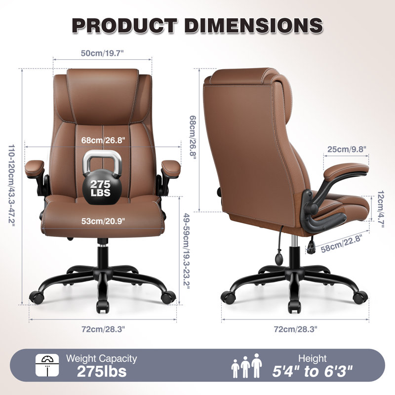 Ergonomic Executive Office Chair with Air Cushion Lumbar Support, Brown