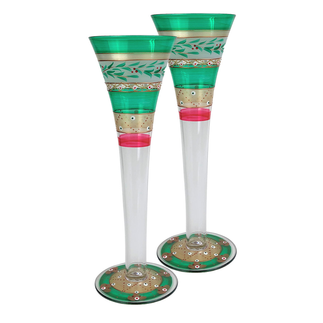 Mosaic Christmas  8.5 oz Nahlia Champagne Flute (Set of 2) The Holiday Aisle®