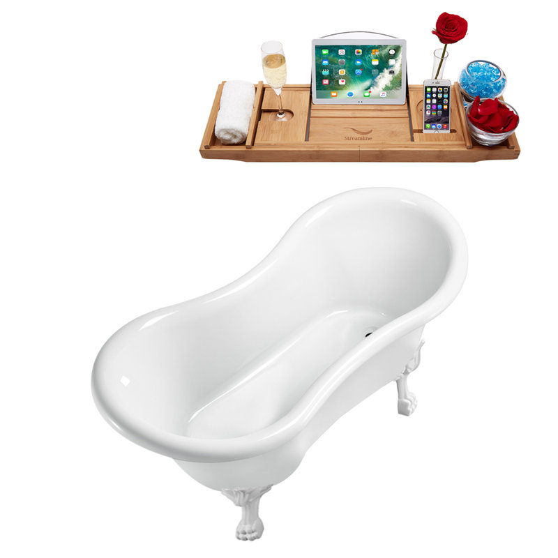 62.2'' x 30.7'' Soaking Acrylic Bathtub, Glossy White, Matte Black