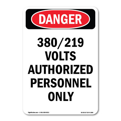 Portrait 380 219 Volts Authorized Personnel Only Decal 10" X 7"