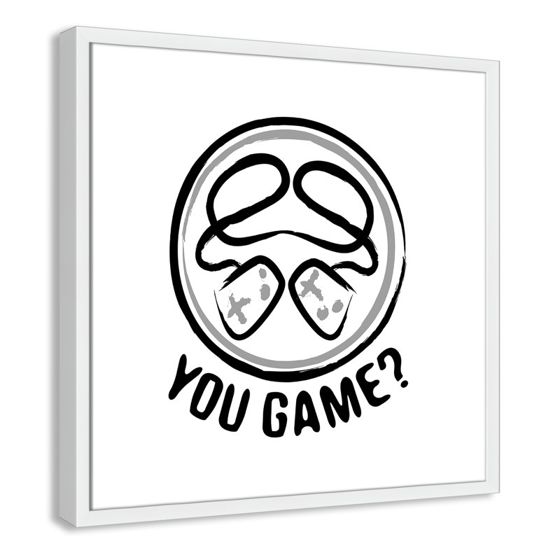 Décoration murale pour enfants avec emblème de jeu, H 23,5 po x l 23,5 po x P 1,19 po, Encadré de boîte blanc