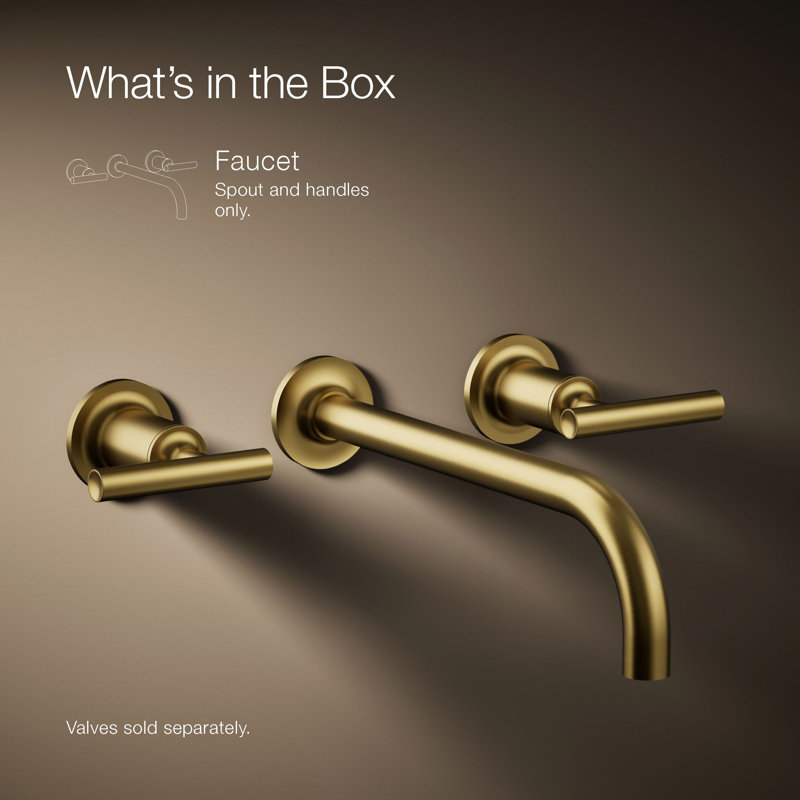 Purist® Wall Mounted Bathroom Faucet, Vibrant Brushed Moderne Brass, Lever Handle