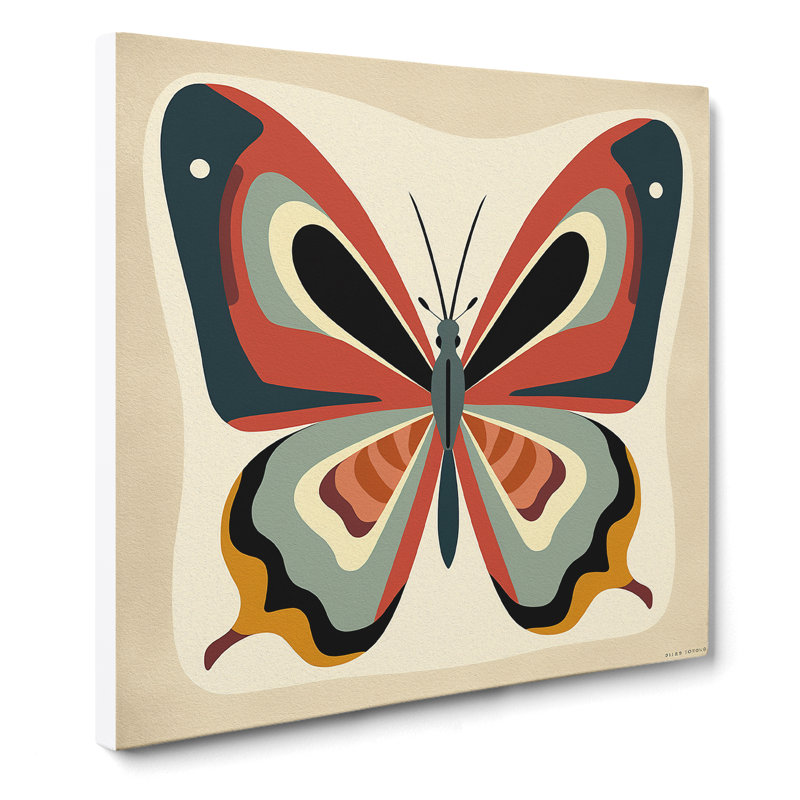 Butterfly Mid-Century No.2 - Wrapped Canvas - Framed Print, 50cm H x 50cm W x 3cm D