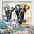 Toile avec cadre flottant or